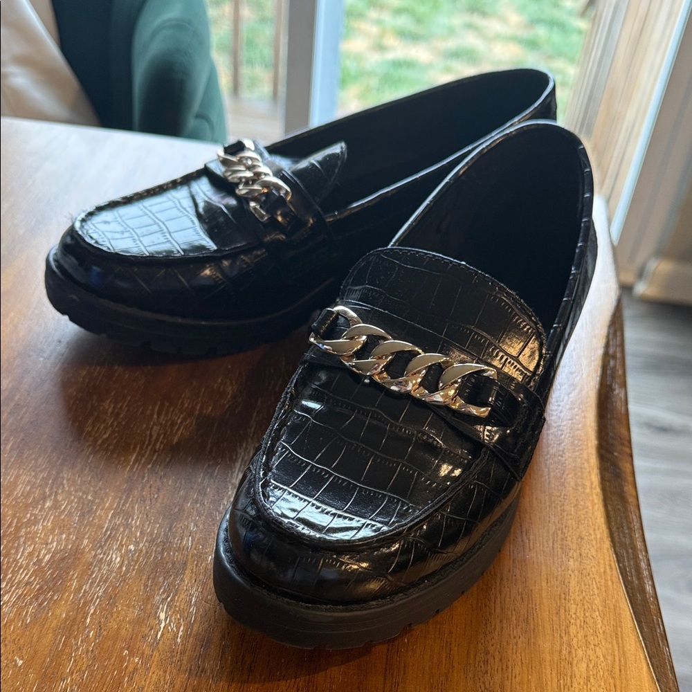 Old Navy Black Loafers with Silver Accent